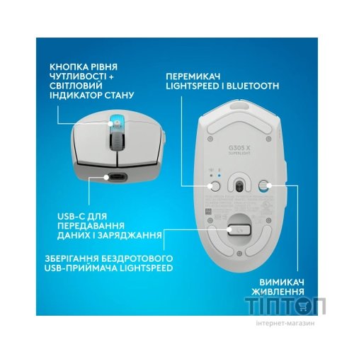 Мишка Logitech G305 X Superlight Wireless White (910-007747)
