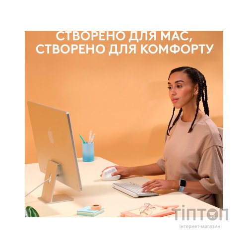 Мишка Logitech Lift for Mac Vertical Ergonomic Mouse Off White (910-006477)