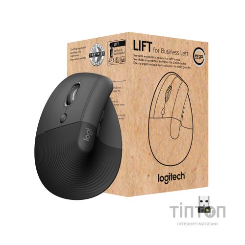 Мишка Logitech Lift Left Vertical Ergonomic Wireless/Bluetooth for Business Graphite (910-006495)