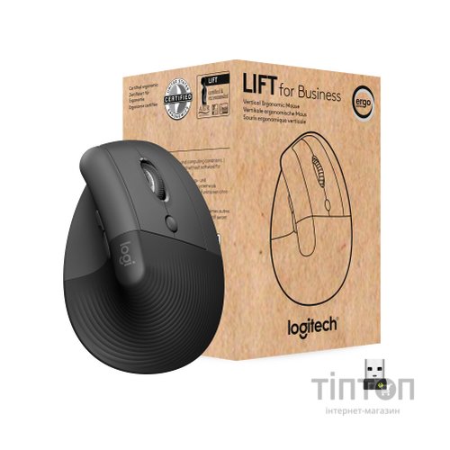 Мишка Logitech Lift Vertical Ergonomic Wireless/Bluetooth for Business Graphite (910-006494)