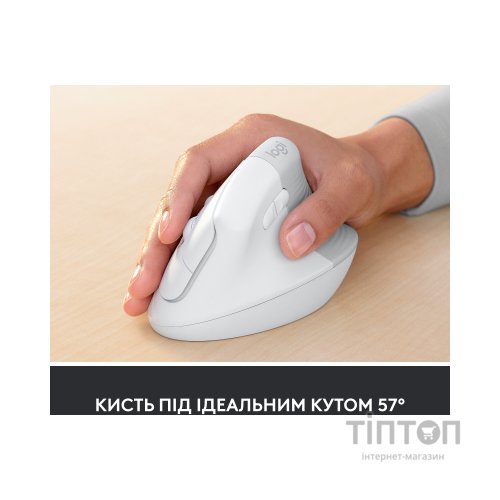 Мишка Logitech Lift Vertical Ergonomic Wireless/Bluetooth for Business Off-white (910-006496)