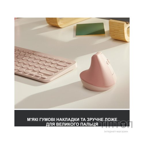 Мишка Logitech Lift Vertical Ergonomic Wireless/Bluetooth Rose (910-006478)