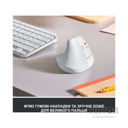 Мишка Logitech Lift Vertical Ergonomic Wireless/Bluetooth White (910-006475)