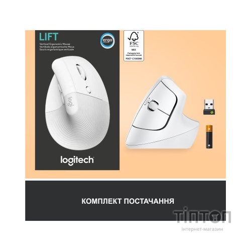 Мишка Logitech Lift Vertical Ergonomic Wireless/Bluetooth White (910-006475)