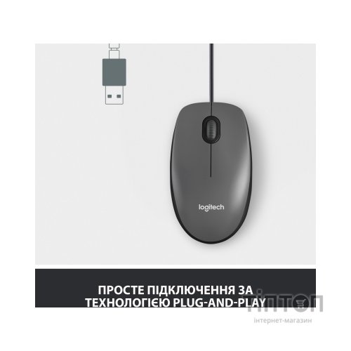 Мишка Logitech M100 USB Black (910-006652)
