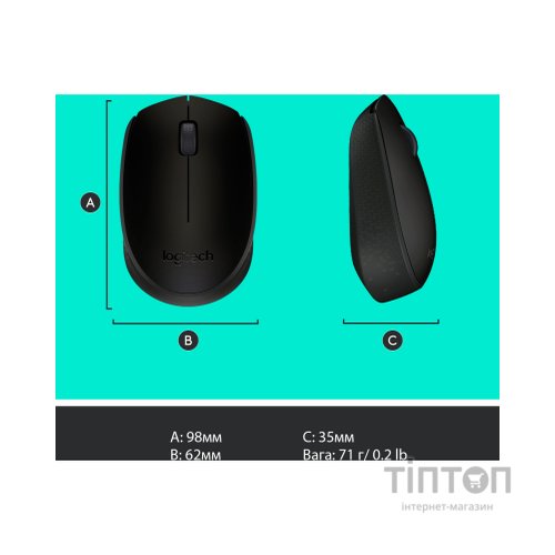 Мишка Logitech M170 чорна, безпровідна, USB