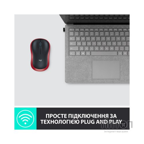 Мишка Logitech M185 чорно-червона, безпровідна, USB