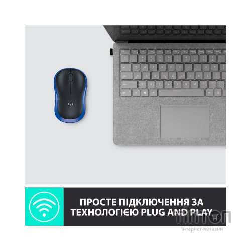 Мишка Logitech M185 чорно-синя, безпровідна, USB