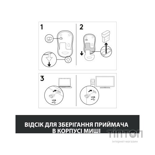 Мишка Logitech M185 сіра, безпровідна, USB