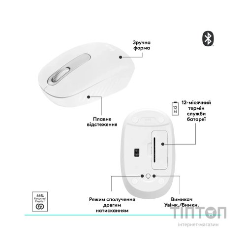 Мишка Logitech M196 Bluetooth Off-White (910-007460)