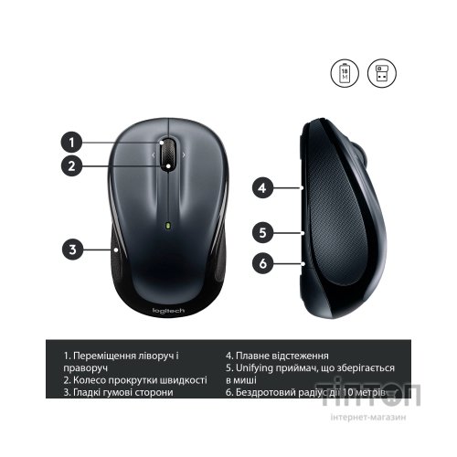 Мишка Logitech M325s Wireless Dark Silver (910-006812)