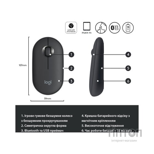 Мишка Logitech M350 Graphite (910-005718)