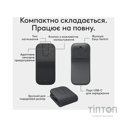 Мишка Logitech Mobi Fold Bluetooth Graphite (910-007604)