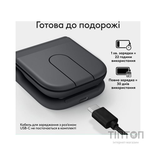 Мишка Logitech Mobi Fold Bluetooth Graphite (910-007604)