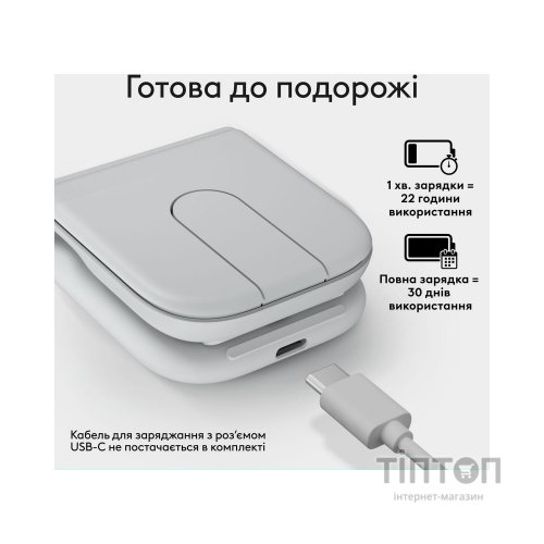 Мишка Logitech Mobi Fold Bluetooth Off-White (910-007631)