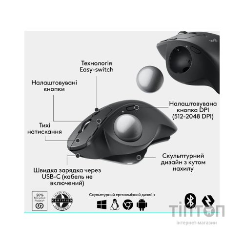 Мишка Logitech MX Ergo S Bluetooth Graphite (910-007260)
