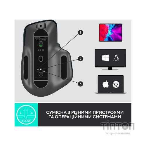 Мишка Logitech MX Master 3S Performance for Business Wireless/Bluetooth + Mouse Pad Studio Series Graphite (MX910-006582)