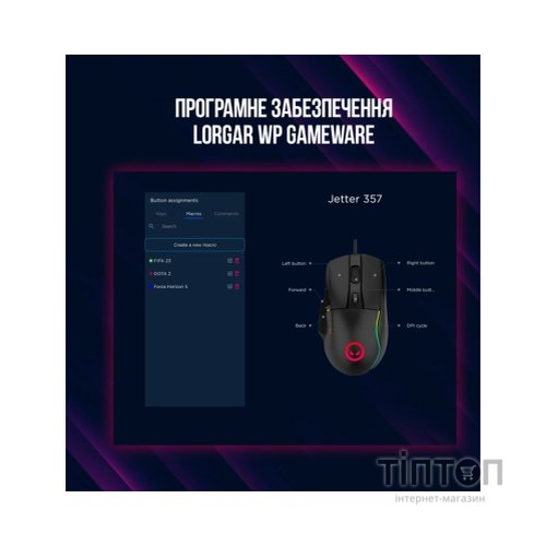 Мишка Lorgar Jetter 357 Wired USB Black (LRG-GMS357)