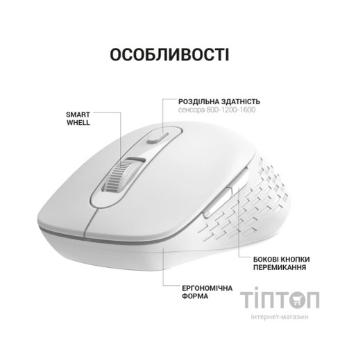 Мишка OfficePro M230W Silent Click Wireless/Bluetooth White (M230W)