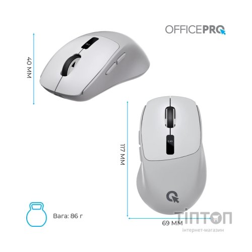 Мишка OfficePro M398G Wireless/Bluetooth Gray (M398G)