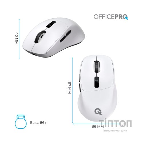Мишка OfficePro M398W Wireless/Bluetooth White (M398W)