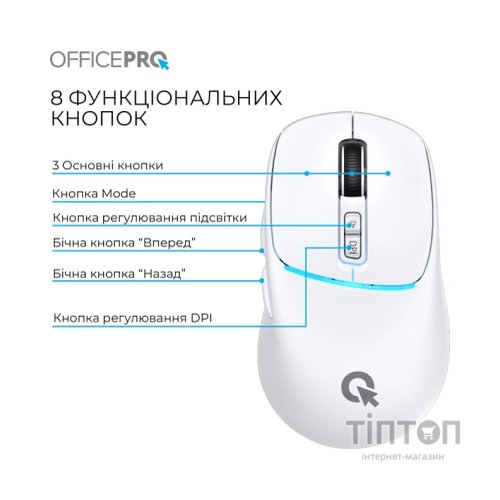 Мишка OfficePro M468W Wireless/Bluetooth White (M468W)