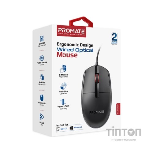 Мишка Promate CM-1200 USB Black (cm-1200.black)