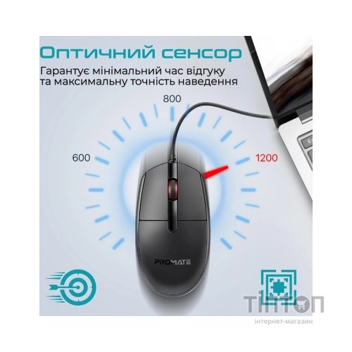 Мишка Promate CM-1200 USB Black (cm-1200.black)
