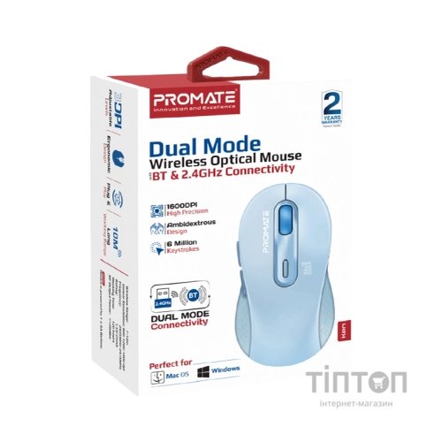 Мишка Promate Ken Wireless/Bluetooth Blue (ken.blue)