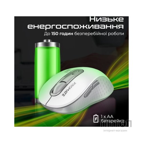 Мишка Promate Ken Wireless/Bluetooth White (ken.white)