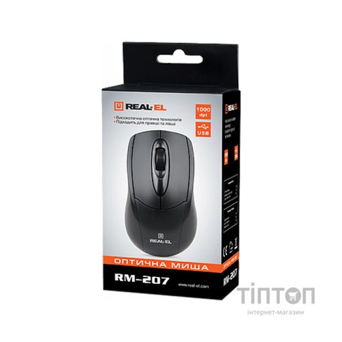 Мишка REAL-EL RM-207 чорна, USB