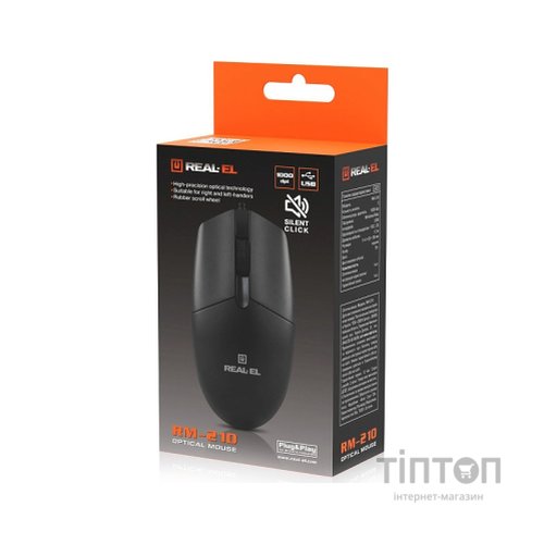 Мишка REAL-EL RM-210 USB Black (EL123200036)