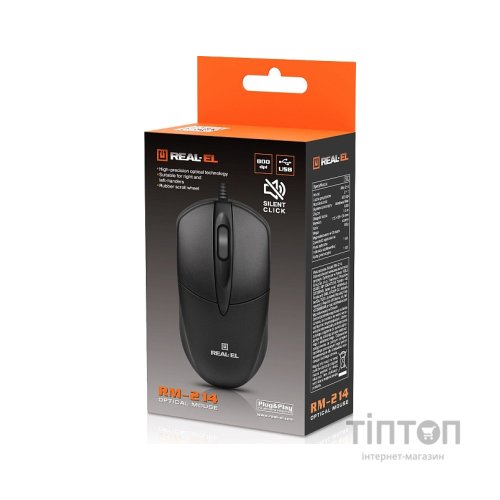 Мишка REAL-EL RM-214 USB Black (EL123200039)