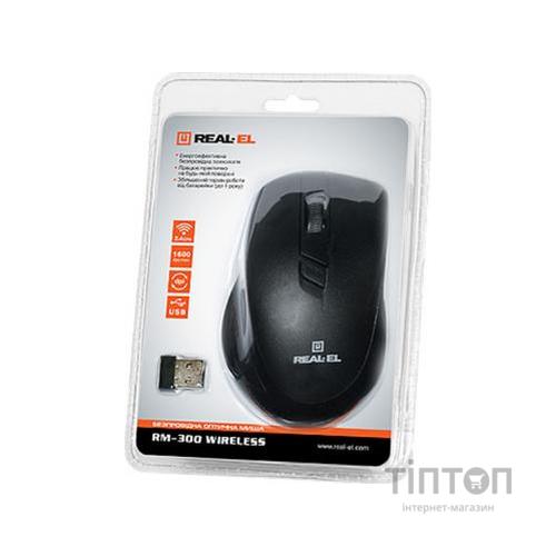 Мишка REAL-EL RM-300 чорна, безпровідна, USB