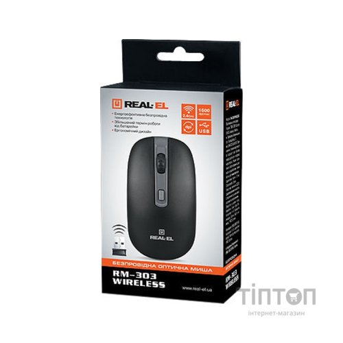 Мишка REAL-EL RM-303 black-grey