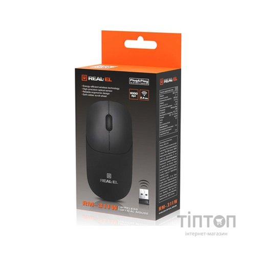 Мишка REAL-EL RM-311W Wireless Black (EL123200041)