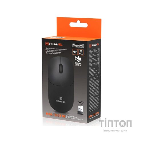 Мишка REAL-EL RM-313W Wireless Black (EL123200042)