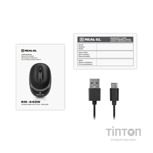 Мишка REAL-EL RM-440W Wireless/Bluetooth Black (EL123200045)