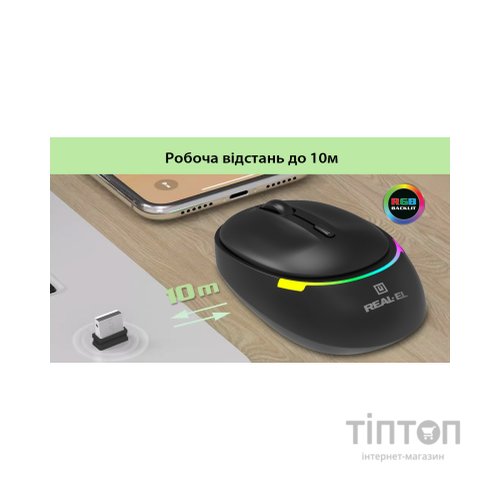 Мишка REAL-EL RM-440W Wireless/Bluetooth Black (EL123200045)