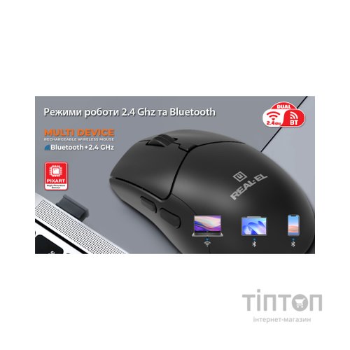 Мишка REAL-EL RM-460W Wireless/Bluetooth Black (EL123200048)