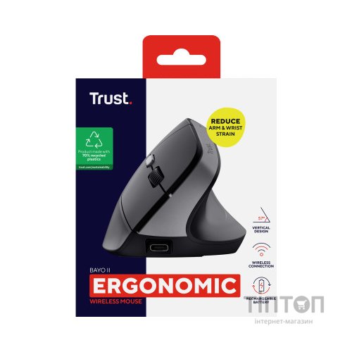 Мишка Trust Bayo 2 Ergonomic Wireless/USB-A Black (25145)
