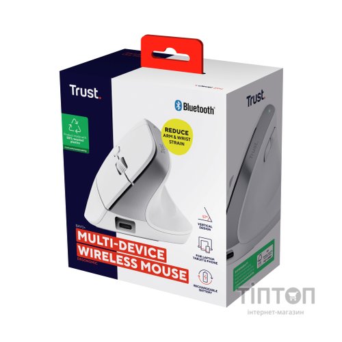 Мишка Trust Bayo+ Ergonomic Wireless/Bluetooth White (25399)