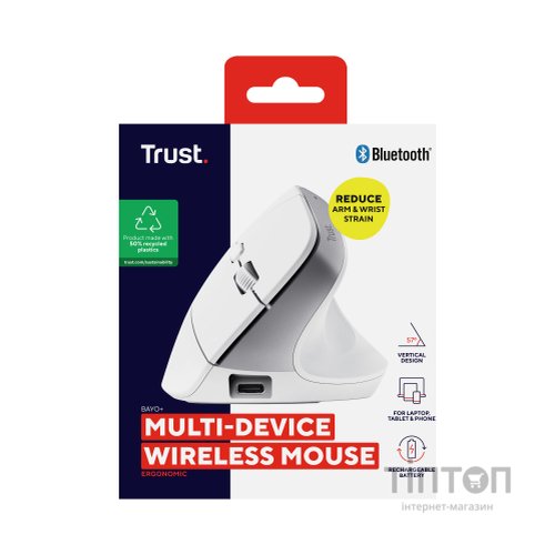 Мишка Trust Bayo+ Ergonomic Wireless/Bluetooth White (25399)