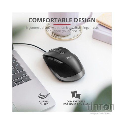 Мишка Trust Fyda Comfortable ECO USB Black-GREY (24728)