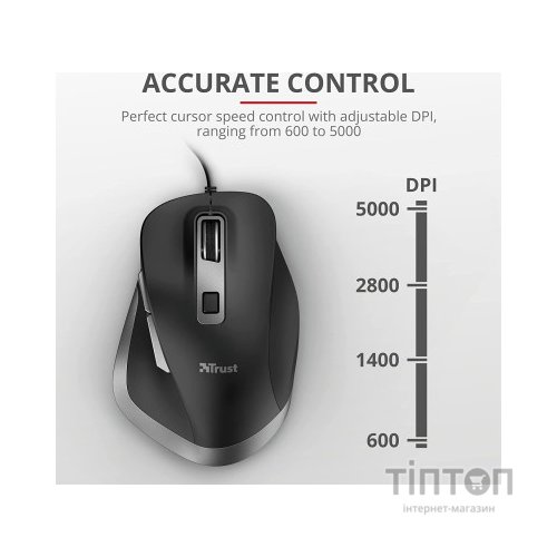 Мишка Trust Fyda Comfortable ECO USB Black-GREY (24728)