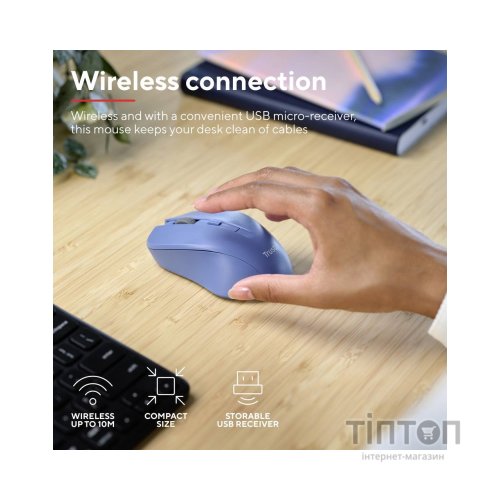 Мишка Trust Mydo Silent Wireless Blue (25041)