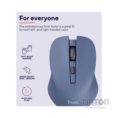Мишка Trust Mydo Silent Wireless Blue (25041)