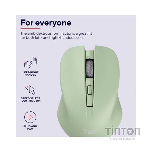 Мишка Trust Mydo Silent Wireless Green (25042)