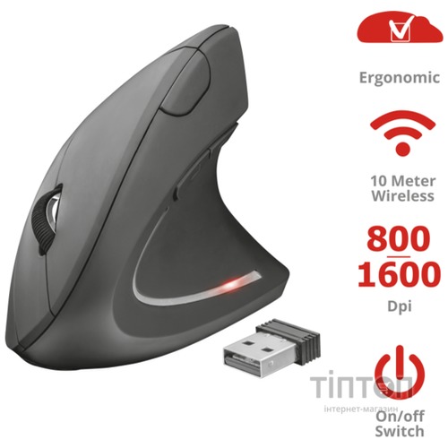Мишка Trust Verto Wireless Ergonomic Black (22879)