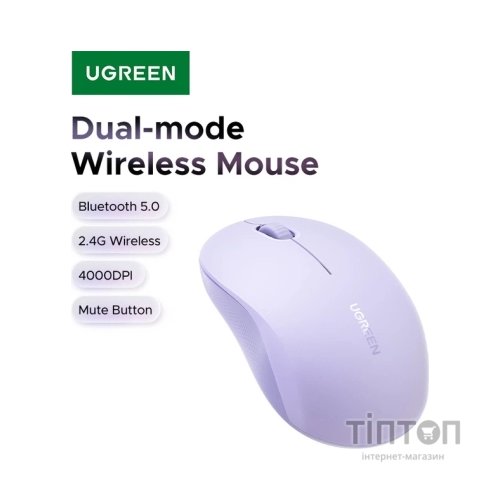 Мишка Ugreen M331 Wireless/Bluetooth Purple (65626)